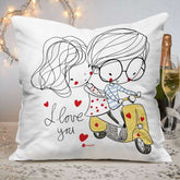 Romantic Couple On A Ride Printed Cushion Gift for Him/Her
